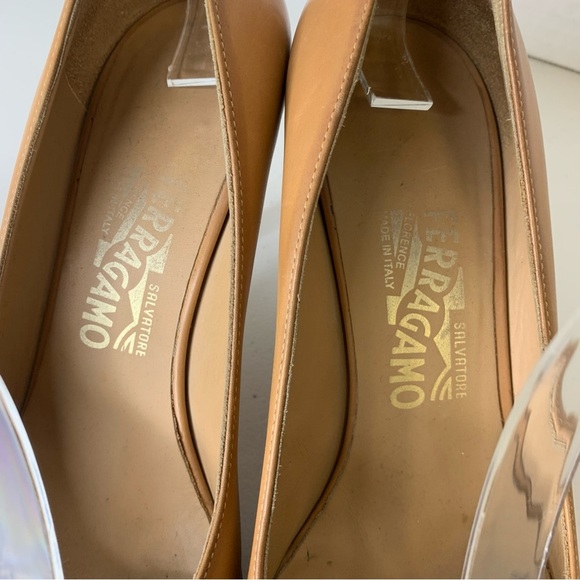 Salvatore Ferragamo Tan Brown Nude Bow Tie Front Party Pumps Heels Size 7 - Picture 16 of 16